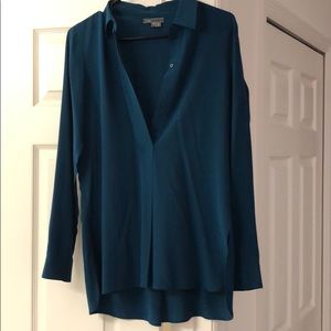 VINCE Long Sleeve Teal Button Down Blouse Size 10
